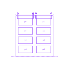 Buildings Surface Mounted Doors Bypassing Glass Horizontal 4 Panels Line Tracing Svg Vector, Free Vectors File